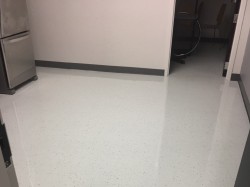 Vinyl floor cleaned and waxed 